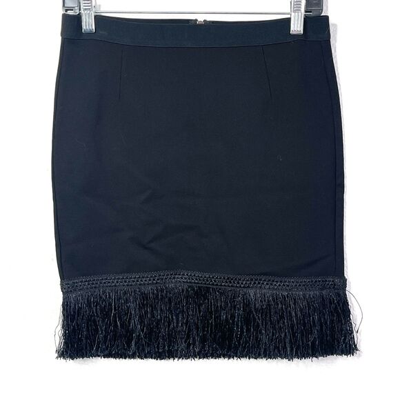 Bobi Los Angeles Black Fringe Mini Skirt High Waist Cocktail Party Skirt Women - Picture 2 of 10